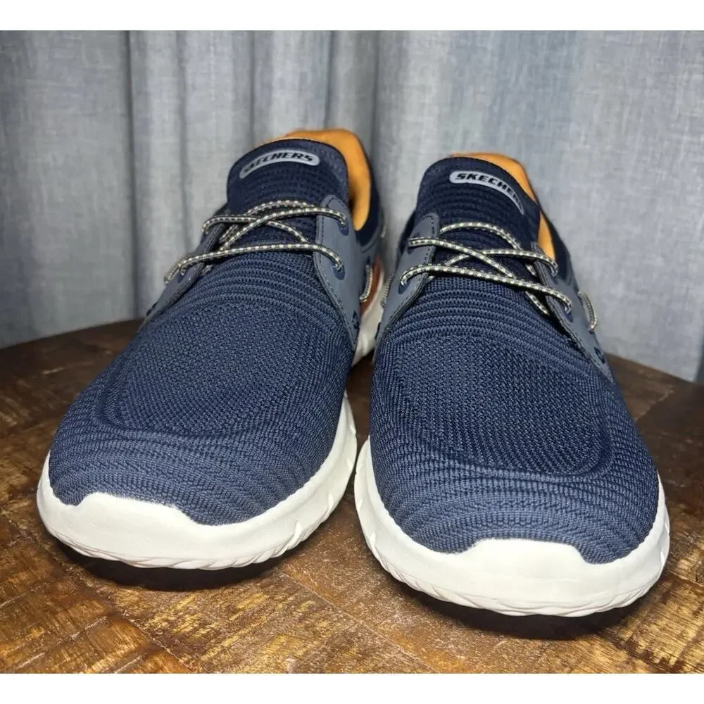 SKECHERS NEW Men's Blue Delson 3.0 Roth Bungee Slip-Ins Boat Shoes Size 13